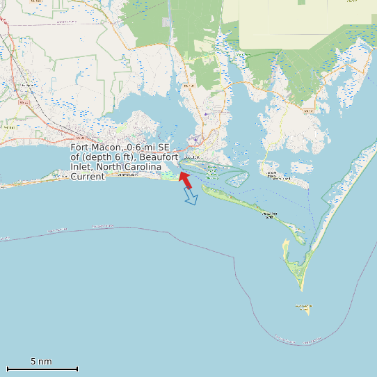 Map of Fort Macon, 0.6 mi SE of (depth 6 ft), Beaufort Inlet, North Carolina Current Prediction Station