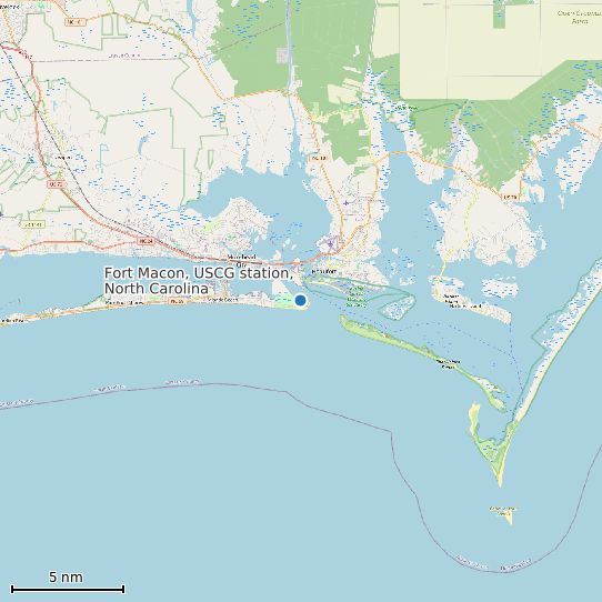 Map of Fort Macon, USCG station, North Carolina Tide Prediction Station
