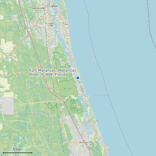 Map of Fort Matanzas, Matanzas River, ICWW, Florida Tide Prediction Station