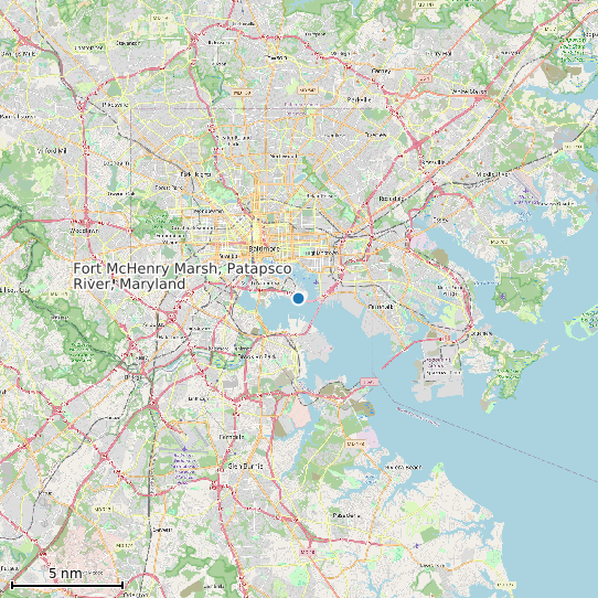 Map of Fort McHenry Marsh, Patapsco River, Maryland Tide Prediction Station