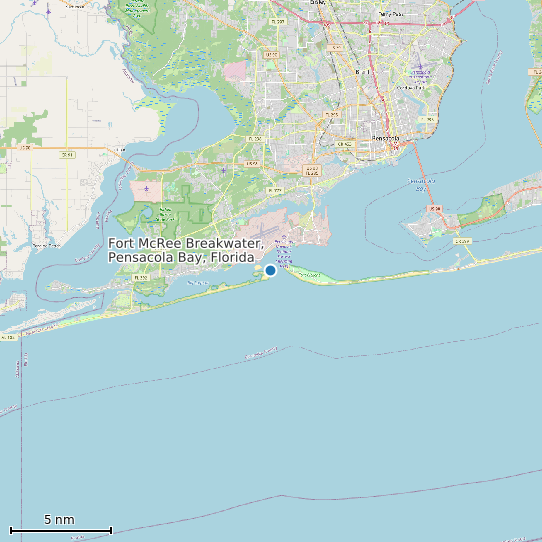 Map of Fort McRee Breakwater, Pensacola Bay, Florida Tide Prediction Station