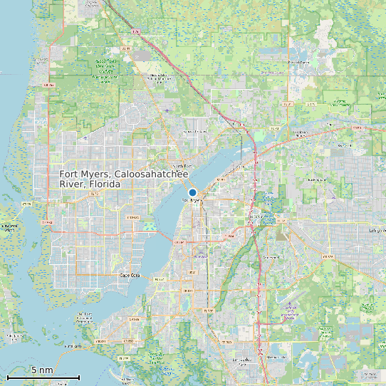 Map of Fort Myers, Caloosahatchee River, Florida Tide Prediction Station