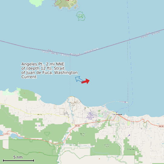 Map of Angeles Pt., 2 mi NNE of (depth 12 ft), Strait of Juan de Fuca, Washington Current Prediction Station