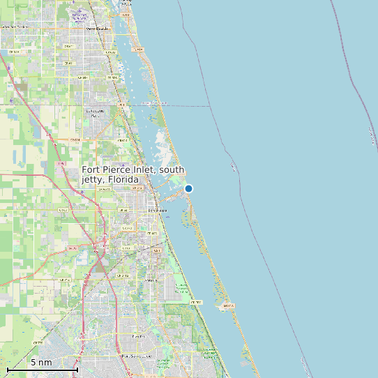 Map of Fort Pierce Inlet, south jetty, Florida Tide Prediction Station