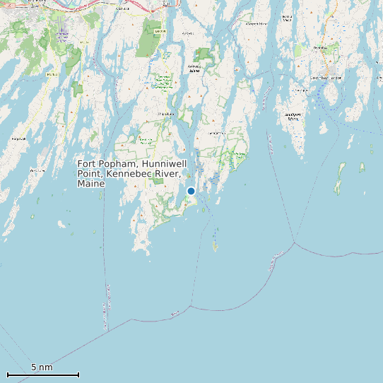 Map of Fort Popham, Hunniwell Point, Kennebec River, Maine Tide Prediction Station