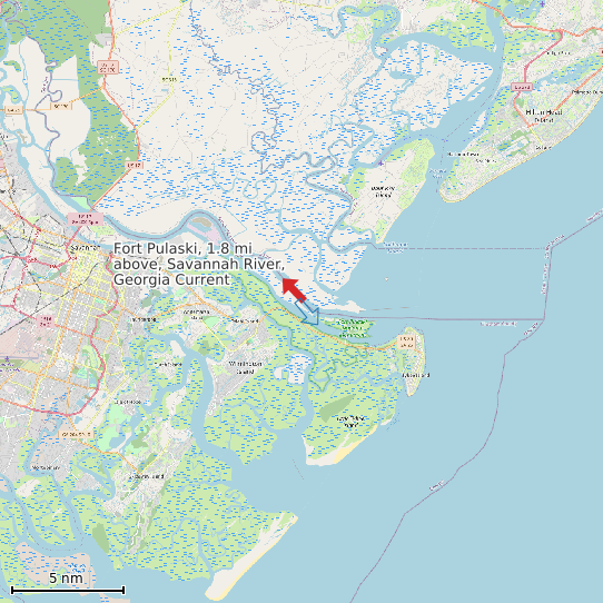 Map of Fort Pulaski, 1.8 mi above, Savannah River, Georgia Current Prediction Station