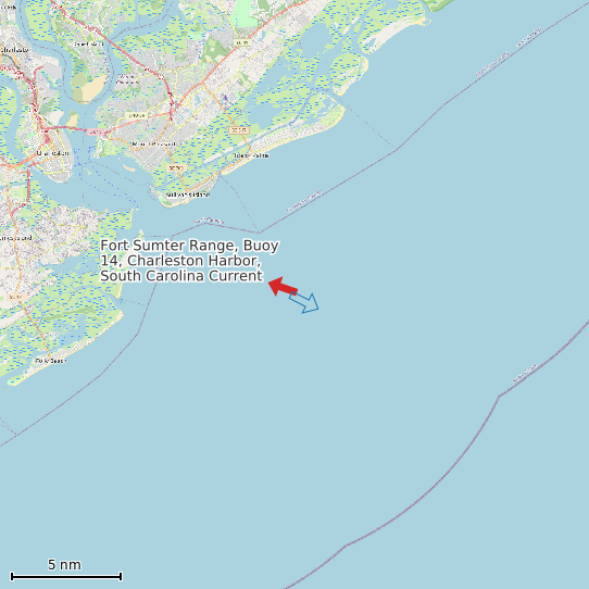 Map of Fort Sumter Range, Buoy 14, Charleston Harbor, South Carolina Current Prediction Station