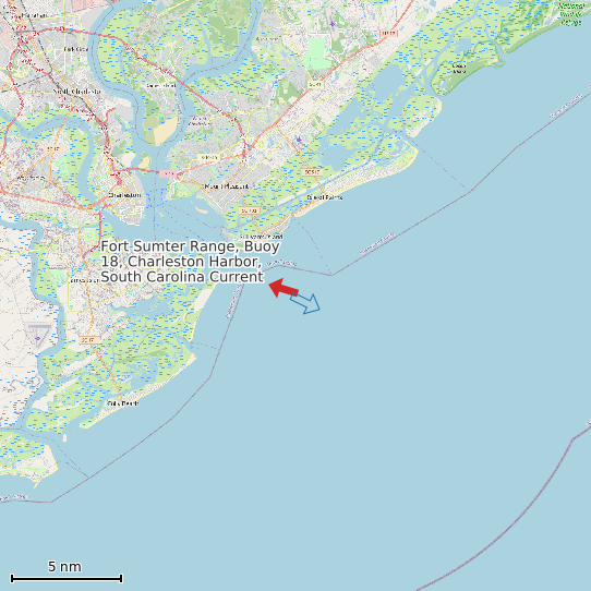 Map of Fort Sumter Range, Buoy 18, Charleston Harbor, South Carolina Current Prediction Station