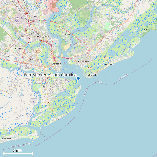 Map of Fort Sumter, South Carolina Tide Prediction Station