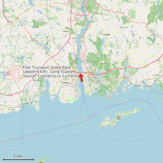 Map of Fort Trumbull State Park (depth 14 ft), Long Island Sound, Connecticut Current Prediction Station