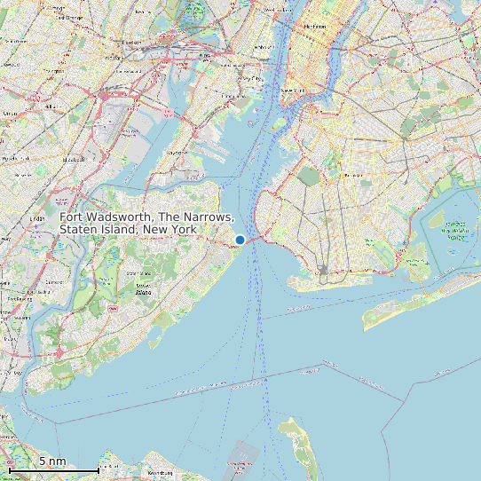 Map of Fort Wadsworth, The Narrows, Staten Island, New York Tide Prediction Station