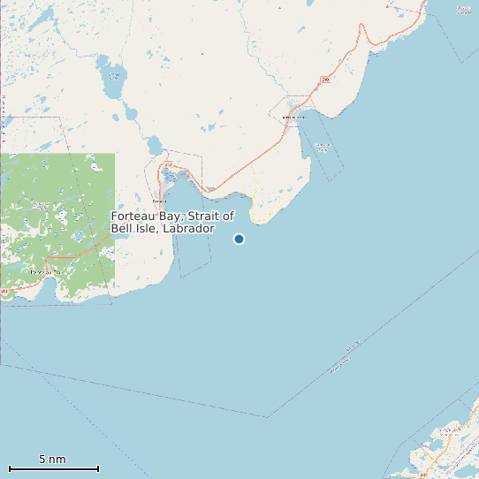 Map of Forteau Bay, Strait of Bell Isle, Labrador Tide Prediction Station