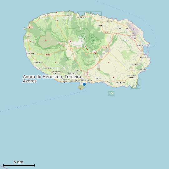 Map of Angra do Heroismo, Terceira, Azores Tide Prediction Station