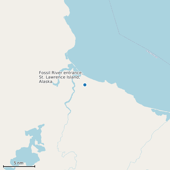 Map of Fossil River entrance, St. Lawrence Island, Alaska Tide Prediction Station