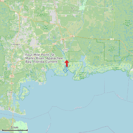 Map of Four Mile Point, St. Marks River, Apalachee Bay, Florida Current Prediction Station