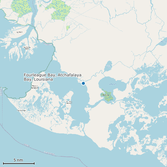Map of Fourleague Bay, Atchafalaya Bay, Louisiana Tide Prediction Station