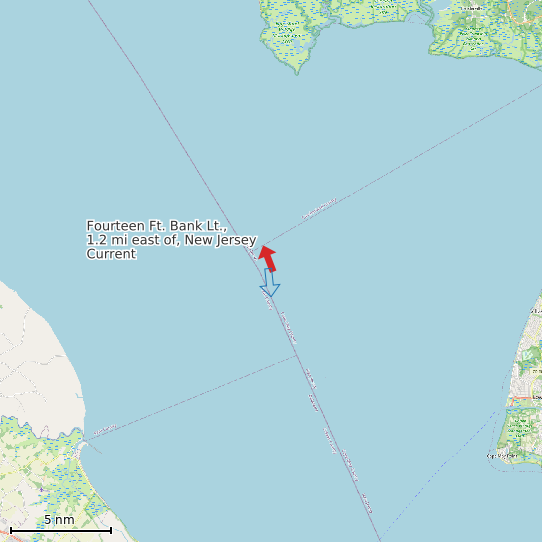 Map of Fourteen Ft. Bank Lt., 1.2 mi east of, New Jersey Current Prediction Station