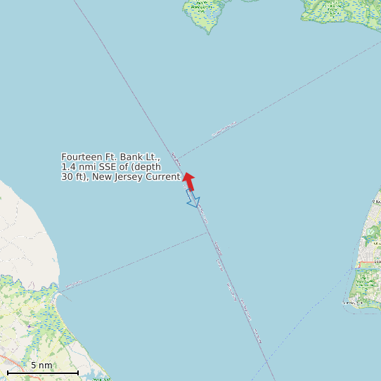 Map of Fourteen Ft. Bank Lt., 1.4 nmi SSE of (depth 30 ft), New Jersey Current Prediction Station