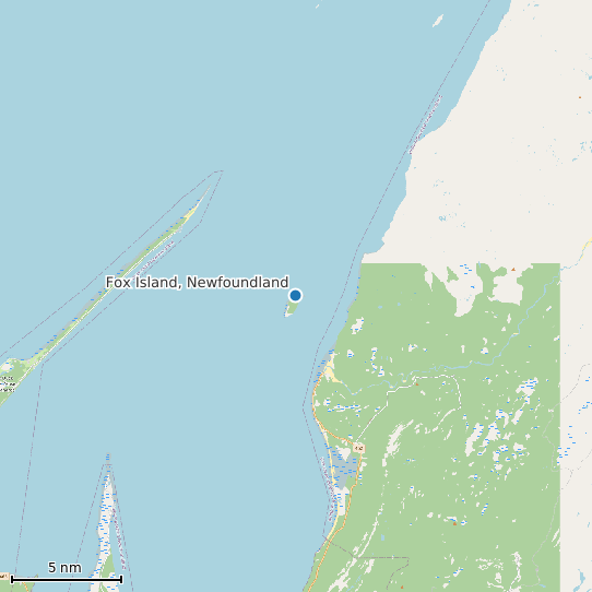 Map of Fox Island, Newfoundland Tide Prediction Station