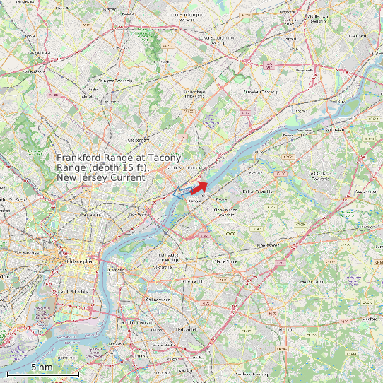 Map of Frankford Range at Tacony Range (depth 15 ft), New Jersey Current Prediction Station