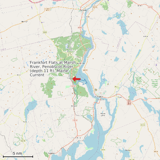 Map of Frankfort Flats at Marsh River, Penobscot River (depth 11 ft), Maine Current Prediction Station