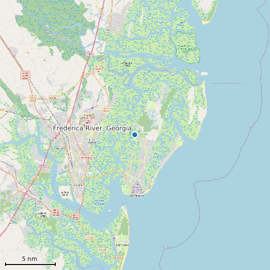 Map of Frederica River, Georgia Tide Prediction Station