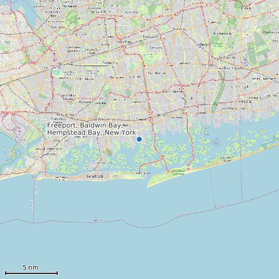 Map of Freeport, Baldwin Bay, Hempstead Bay, New York Tide Prediction Station