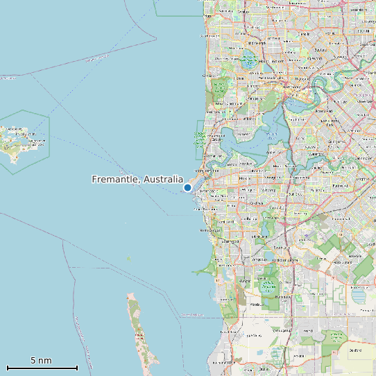 Map of Fremantle, Australia Tide Prediction Station