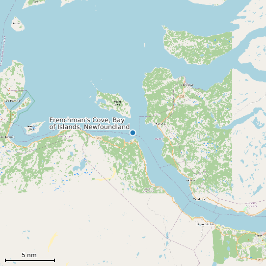 Map of Frenchman's Cove, Bay of Islands, Newfoundland Tide Prediction Station