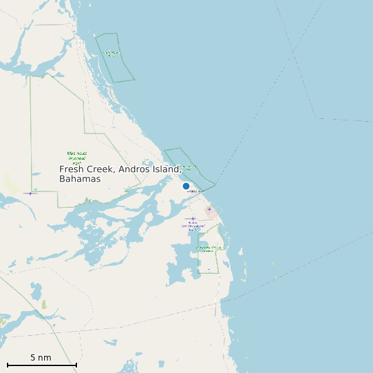 Map of Fresh Creek, Andros Island, Bahamas Tide Prediction Station