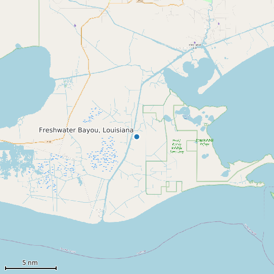 Map of Freshwater Bayou, Louisiana Tide Prediction Station