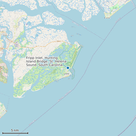 Map of Fripp Inlet, Hunting Island Bridge, St. Helena Sound, South Carolina Tide Prediction Station