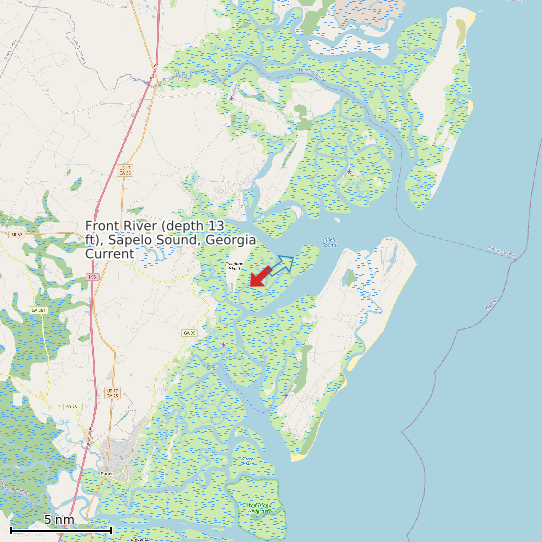 Map of Front River (depth 13 ft), Sapelo Sound, Georgia Current Prediction Station