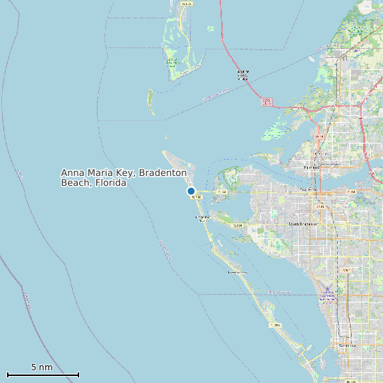 Map of Anna Maria Key, Bradenton Beach, Florida Tide Prediction Station