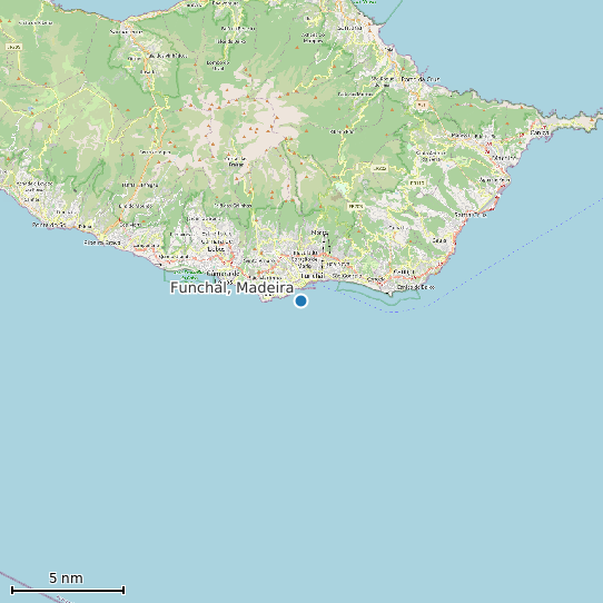 Map of Funchal, Madeira Tide Prediction Station