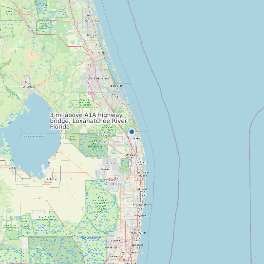 3 mi above A1A highway bridge, Loxahatchee River, Florida map