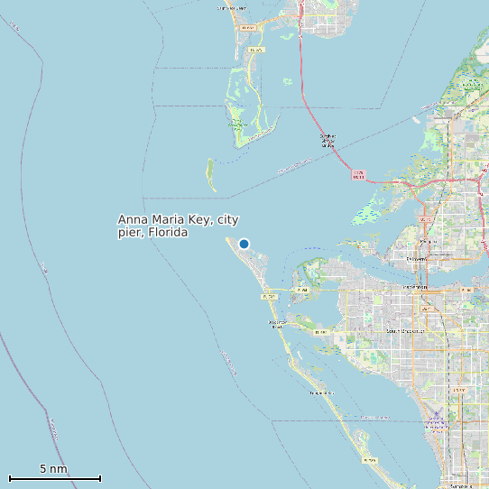Map of Anna Maria Key, city pier, Florida Tide Prediction Station