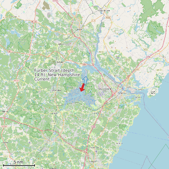 Map of Furber Strait (depth 14 ft), New Hampshire Current Prediction Station