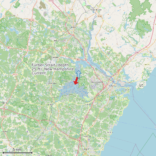 Map of Furber Strait (depth 25 ft), New Hampshire Current Prediction Station