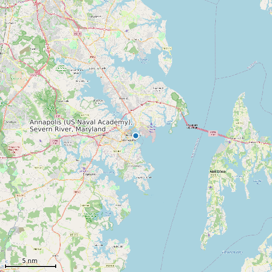 Map of Annapolis (US Naval Academy), Severn River, Maryland Tide Prediction Station