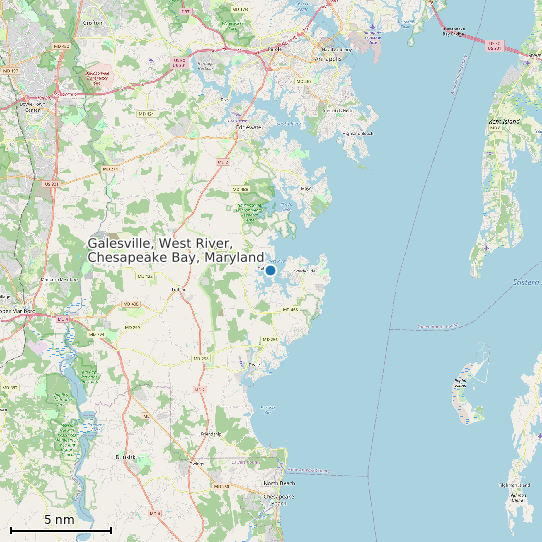 Map of Galesville, West River, Chesapeake Bay, Maryland Tide Prediction Station