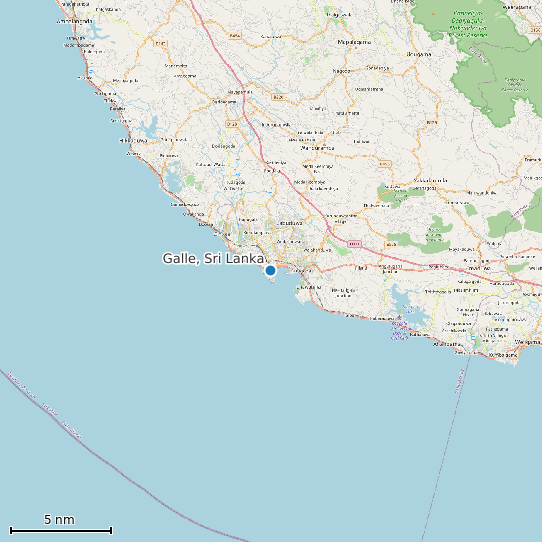Map of Galle, Sri Lanka Tide Prediction Station
