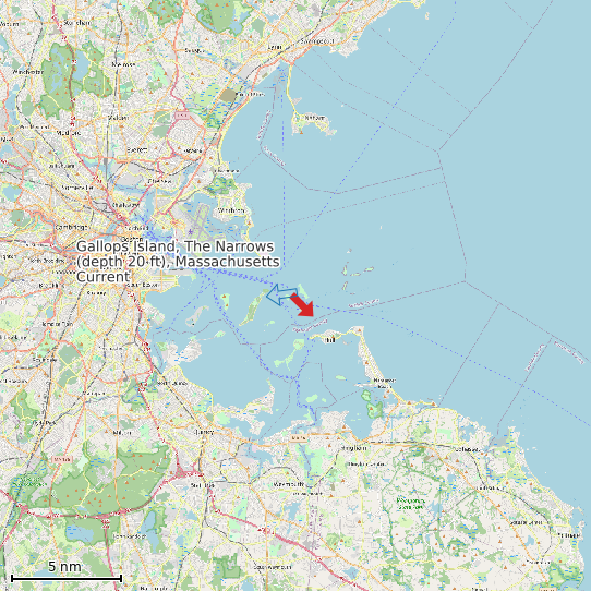 Map of Gallops Island, The Narrows (depth 20 ft), Massachusetts Current Prediction Station