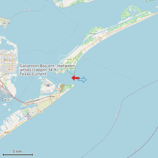 Map of Galveston Bay ent. (between jetties) (depth 34 ft), Texas Current Prediction Station