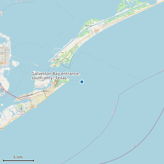 Map of Galveston Bay entrance, south jetty, Texas Tide Prediction Station