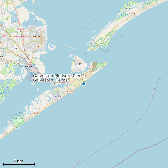Map of Galveston Pleasure Pier, Galveston, Texas Tide Prediction Station