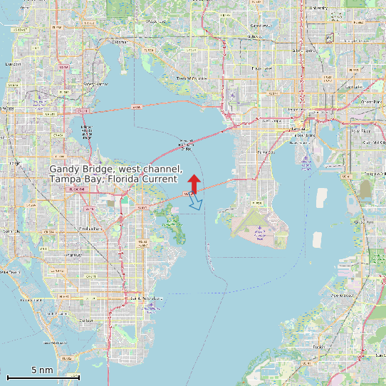 Map of Gandy Bridge, west channel, Tampa Bay, Florida Current Prediction Station