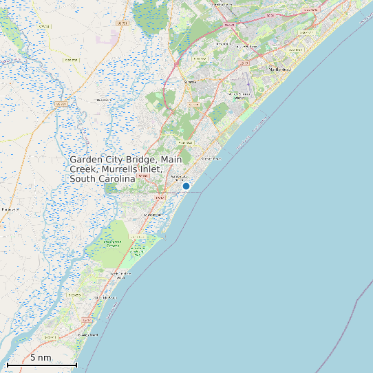 Map of Garden City Bridge, Main Creek, Murrells Inlet, South Carolina Tide Prediction Station