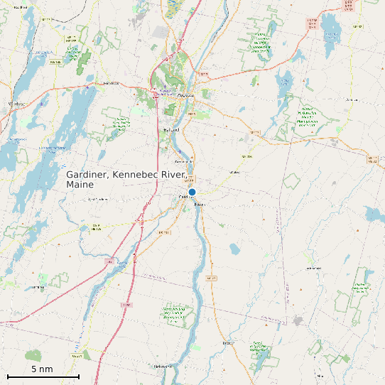 Map of Gardiner, Kennebec River, Maine Tide Prediction Station