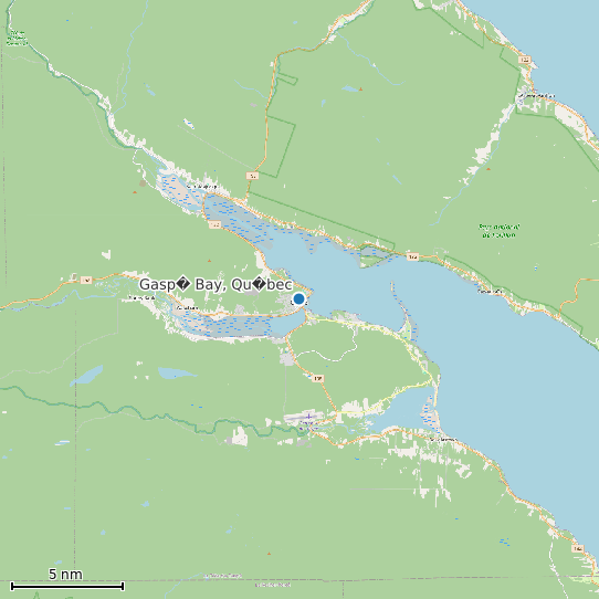 Map of Gasp� Bay, Qu�bec Tide Prediction Station